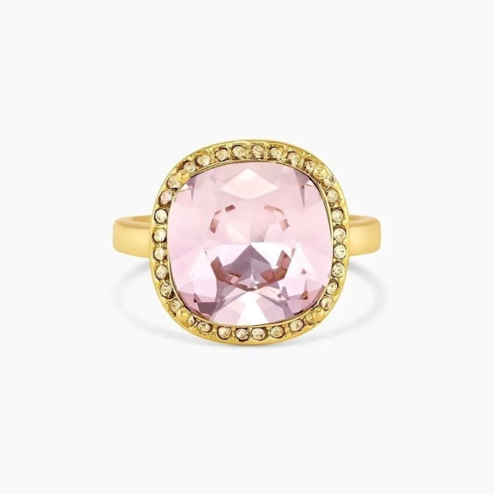 Gorjana 18k Gold Plated Blush Citrine Crystal Lexi Cushion Cocktail Ring SIZE 9
